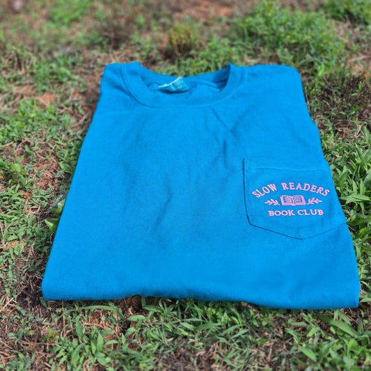 Slow Readers Club Embroidered Pocket Tee