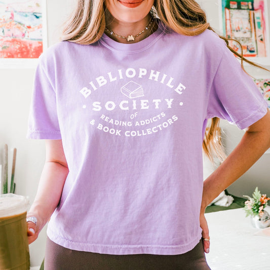 Bibliophile Society Heavyweight Comfort Colors Boxy Cropped Shirt - Starry Skies Austin