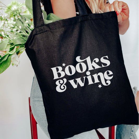 Books & Wine Canvas Tote Bag - Starry Skies Austin
