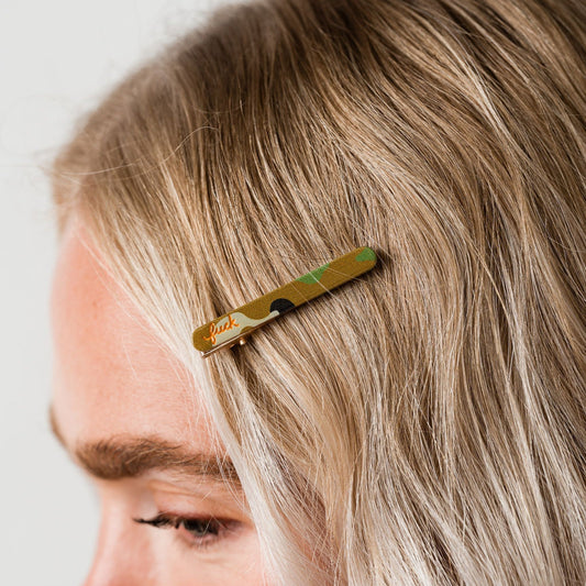 Camo Fuck Script Hair Clips - Starry Skies Austin