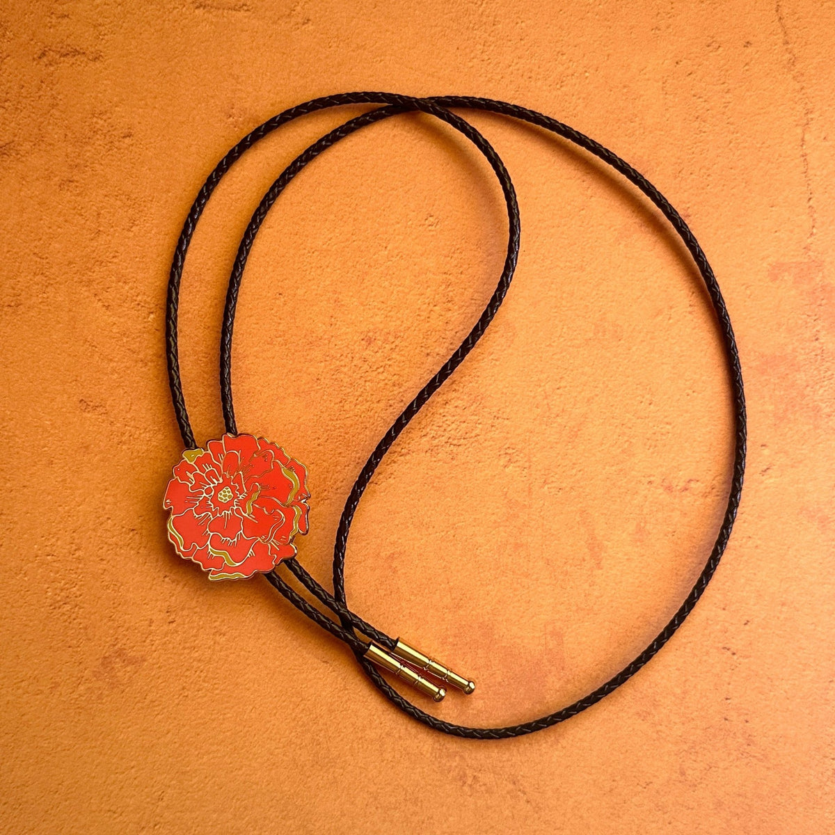 Cempasúchil Bolo Tie - Marygold flower - Starry Skies Austin