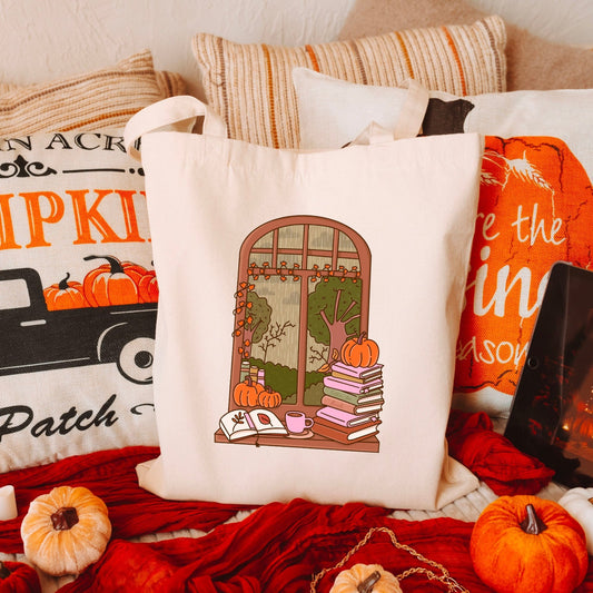 Cozy Autumn Reading Nook Canvas Tote Bag - Starry Skies Austin