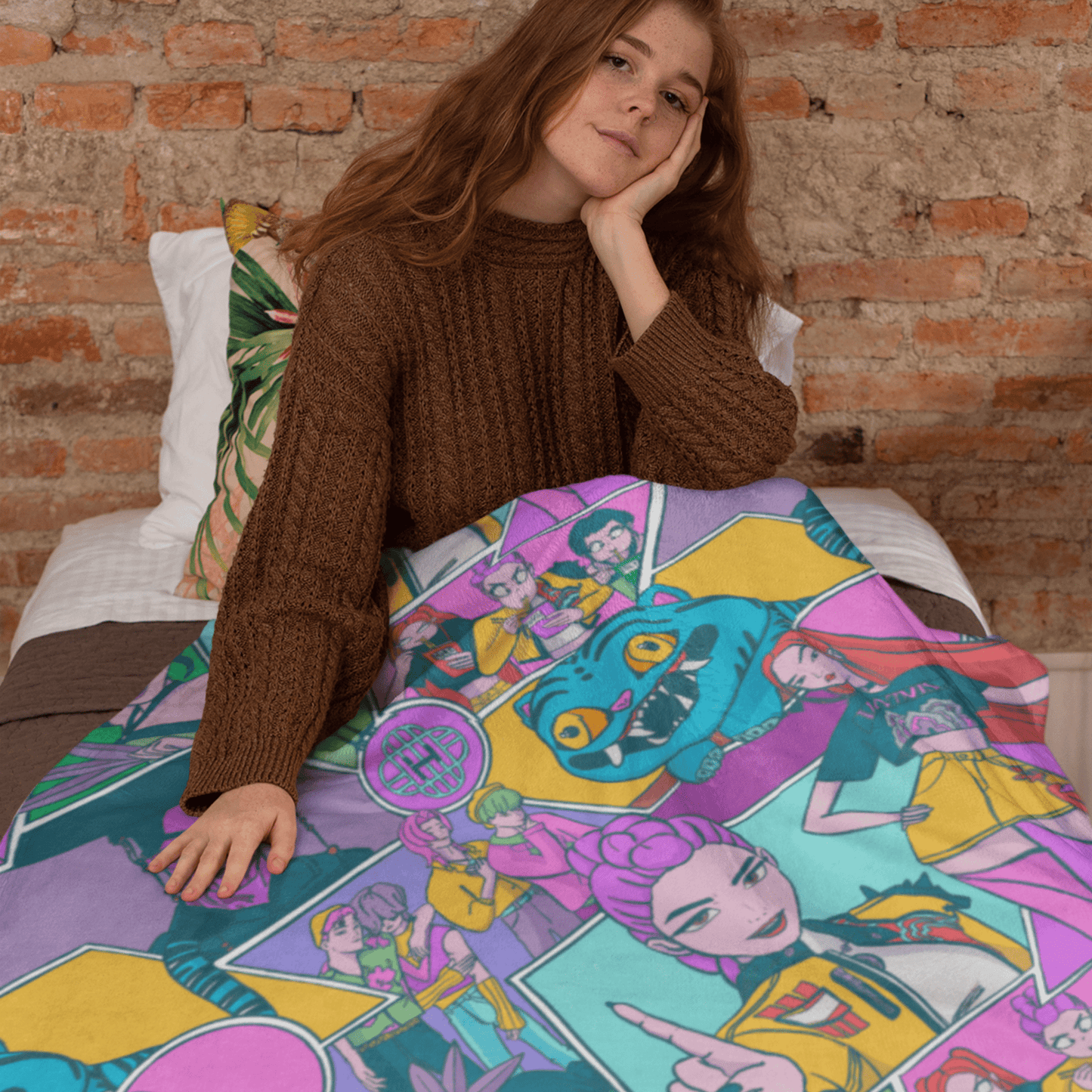 Cozy Kpop Demon Hunters Comic Blanket - Starry Skies Austin