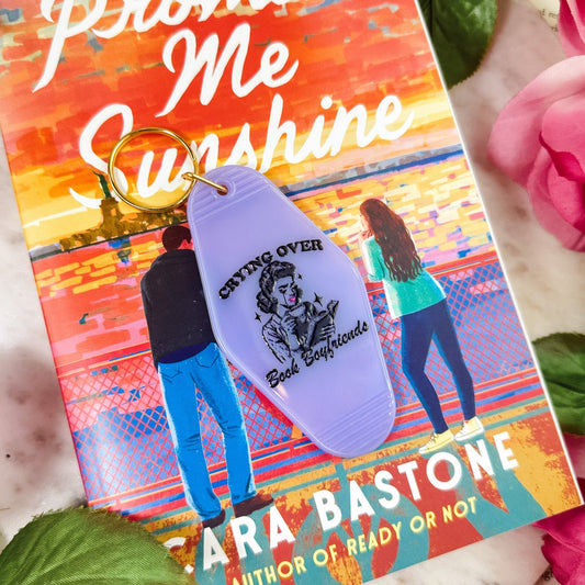 Crying Over Book Boyfriends Retro Motel Keychain - Starry Skies Austin