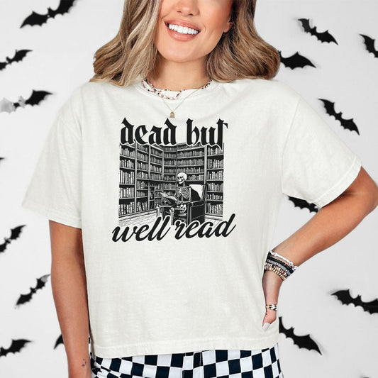 Dead But Well Read Heavyweight Comfort Colors Boxy Cropped Tee - Starry Skies Austin