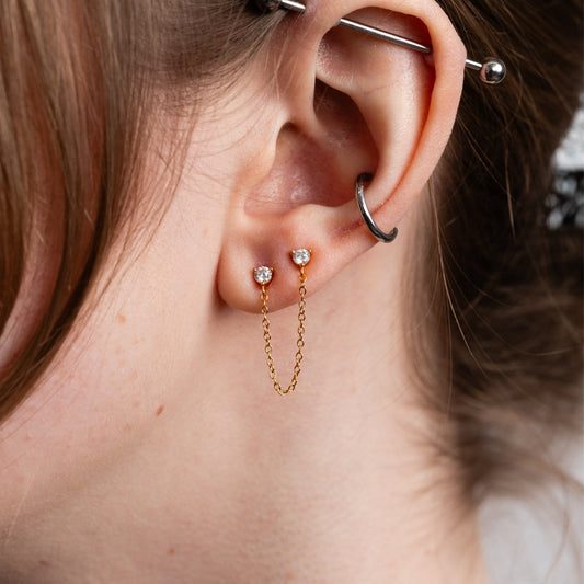 Double CZ Chain Studs - Starry Skies Austin