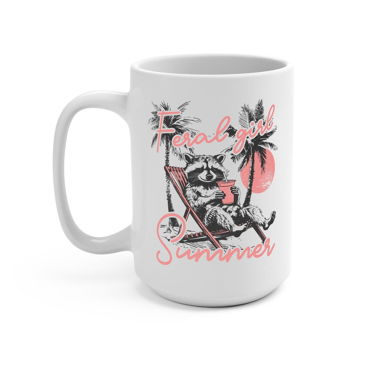 Feral Girl Summer Raccoon Glass Cup, Mug & Tumbler with Lid and Straw - Starry Skies Austin