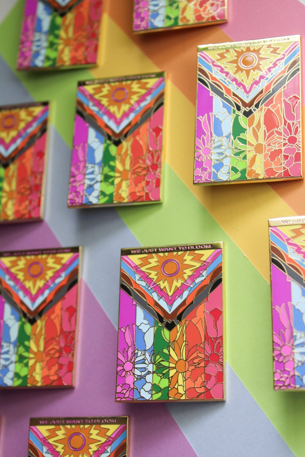 Flower Pride Flag Enamel Pin - Starry Skies Austin