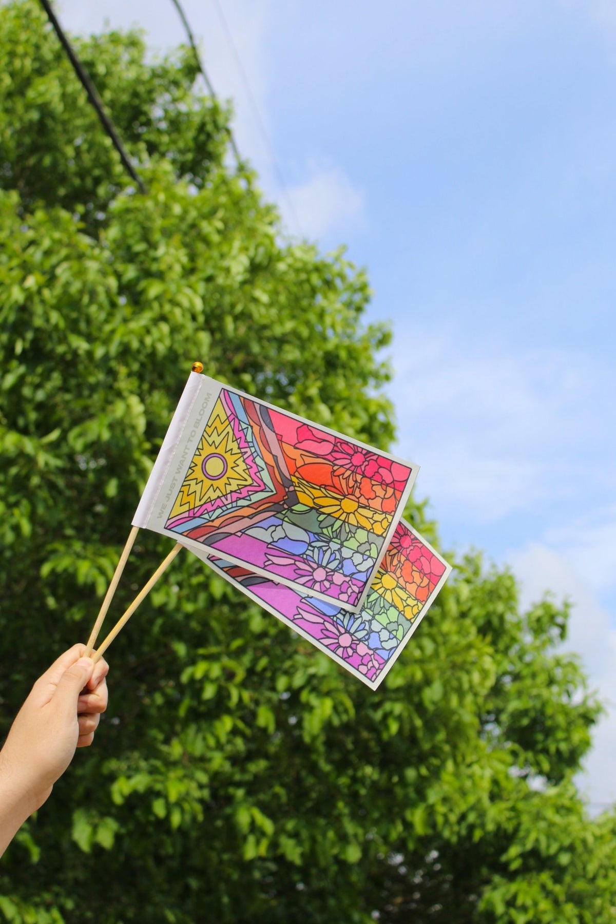 Flower Pride Hand Flag - Starry Skies Austin