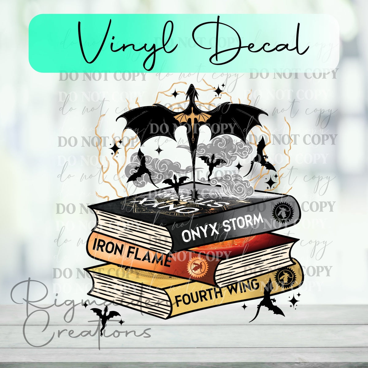 Fourth Wing Book Stack Vinyl Decal - Starry Skies Austin