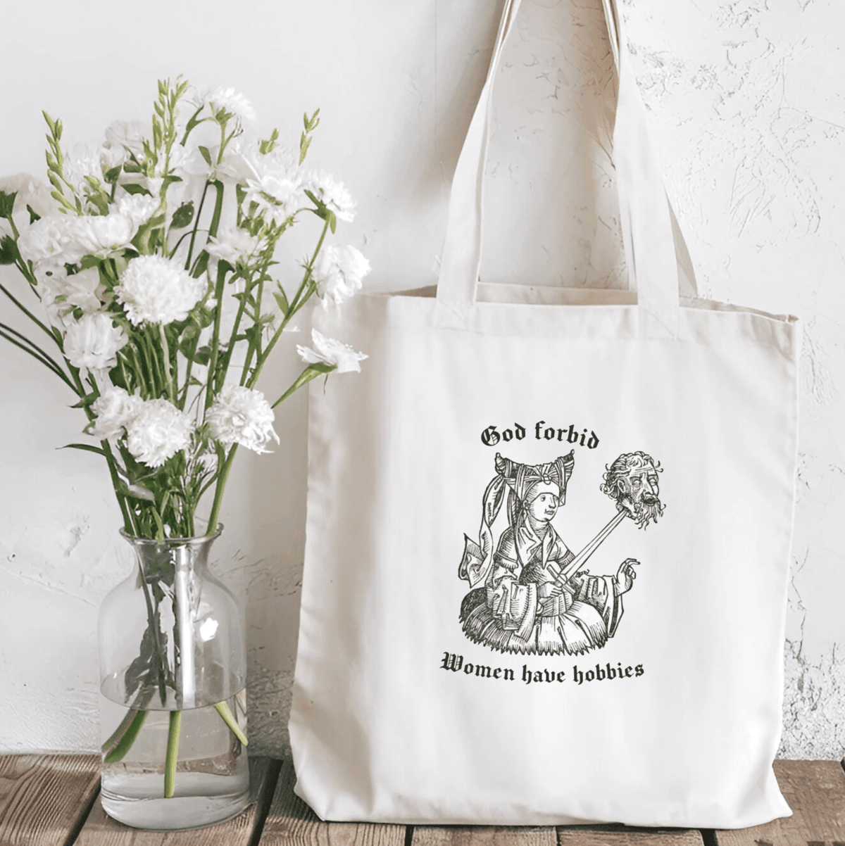 God Forbid Women Have Hobbies Sublimated Canvas Tote Bag - Starry Skies Austin