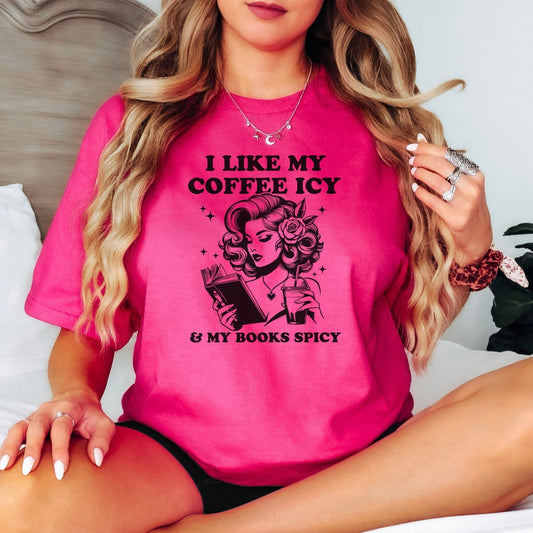 I Like My Coffee Icy And My Books Spicy Gildan Softstyle Shirt - Starry Skies Austin