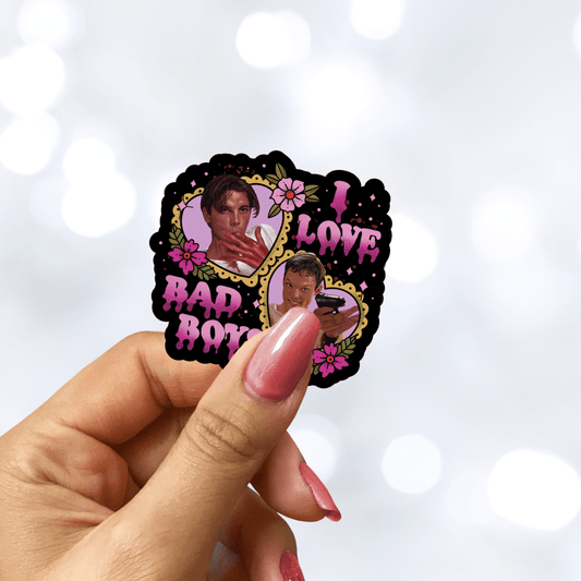 I Love Bad Boys Scream Star Sparkle Sticker - Starry Skies Austin