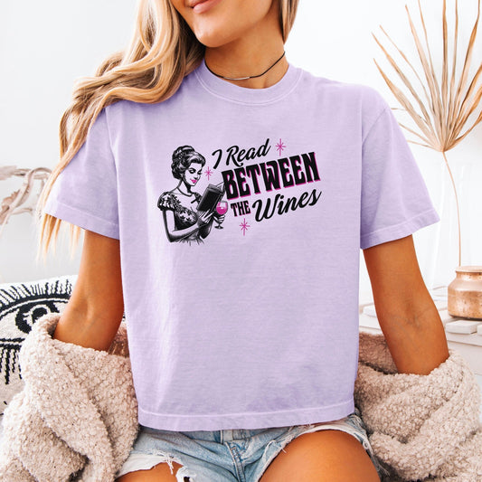 I Read Between The Wines Heavyweight Comfort Colors Boxy Cropped Shirt - Starry Skies Austin