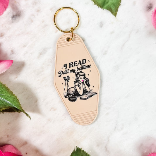 I Read Past My Bedtime Retro Motel Keychain - Starry Skies Austin