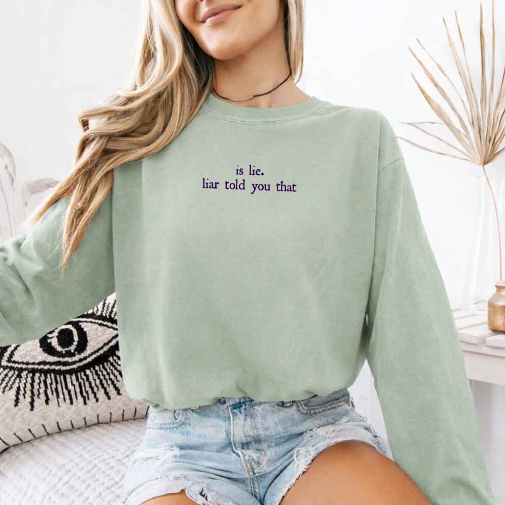 Is Lie, Liar Told You That Comfort Colors Long Sleeve β Hockey Romance BookTok Shirt - Starry Skies Austin