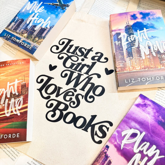 Just a Girl Who Loves Books Canvas Tote Bag | Aesthetic Bookish Bag for Readers and Bibliophiles - Starry Skies Austin