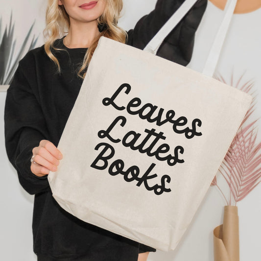 Leaves, Lattes, Books Canvas Tote Bag - Starry Skies Austin