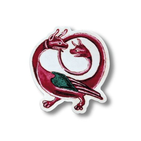 Mythic Twin-Headed Dragon Sticker - Crimson Ouroboros Art Decal - Mystical Creature Vinyl Sticker - Starry Skies Austin