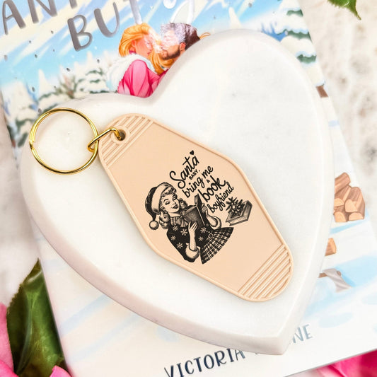 Santa Baby Bring Me A Book Boyfriend Motel Keychain - Starry Skies Austin
