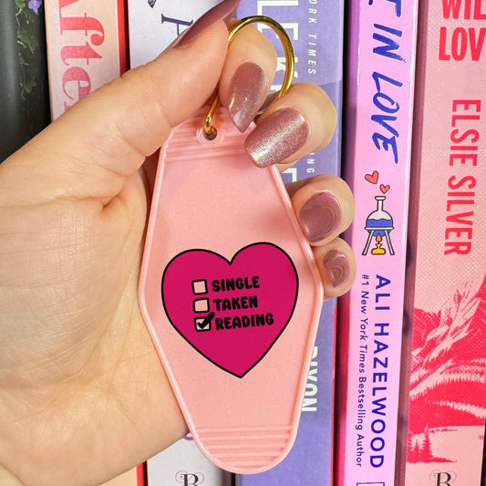 Single Taken Reading Retro Motel Keychain - Starry Skies Austin