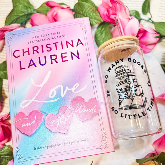 So Many Books So Little Time Glass Cup | Bookish Iced Coffee Glass with Bamboo Lid & Straw - Starry Skies Austin