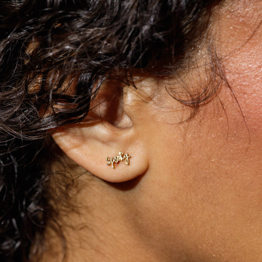 Spooky Script Studs - Starry Skies Austin