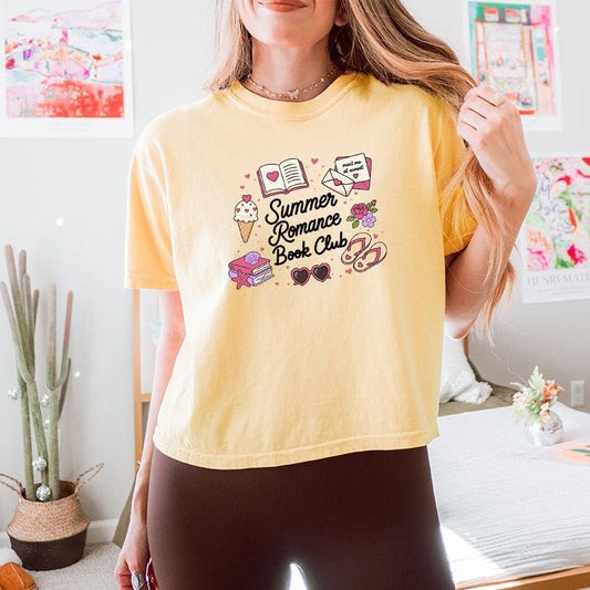 Summer Romance Book Club Heavyweight Comfort Colors Boxy Cropped Shirt - Starry Skies Austin