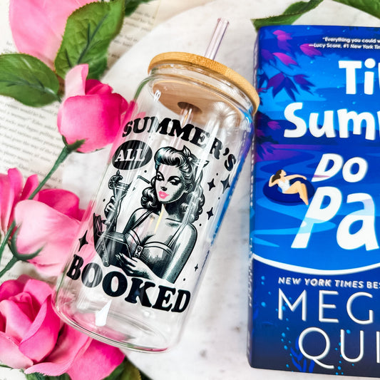 Summer’s All Booked Retro Clear Glass Cup - Starry Skies Austin