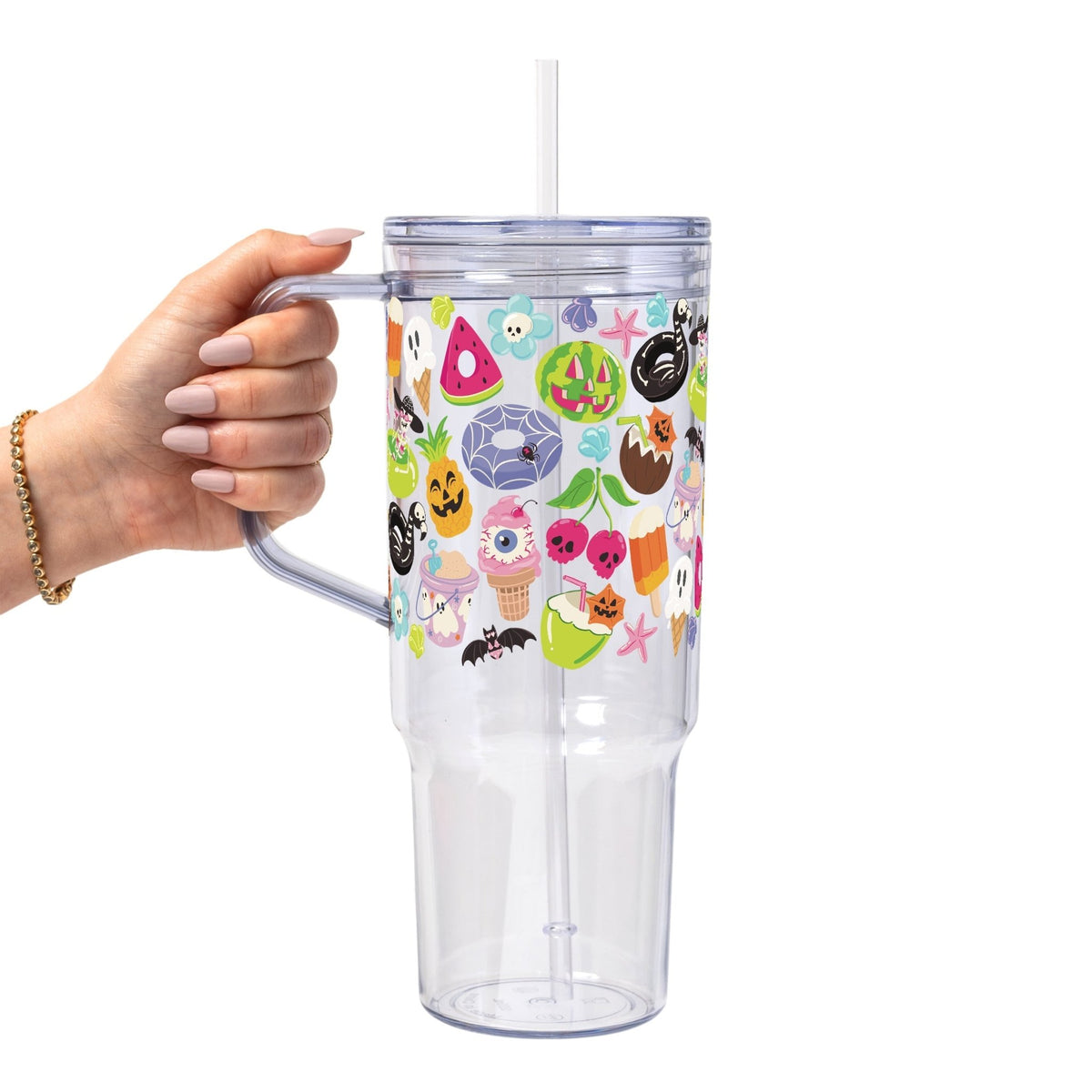 Summerween Glass Cup, Mug & Tumbler with Lid and Straw - Starry Skies Austin