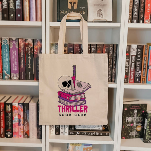 Thriller Book Club Canvas Tote – Spooky Book Lover's Bag - Starry Skies Austin