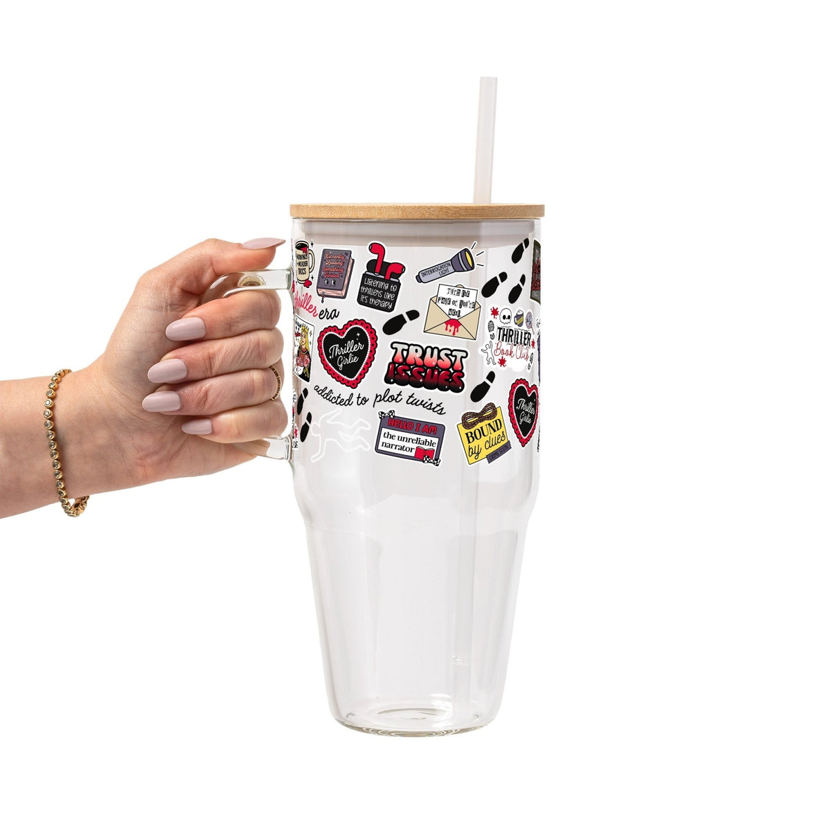 Thriller True Crime Glass Cup, Mug & Tumbler with Lid and Straw - Starry Skies Austin