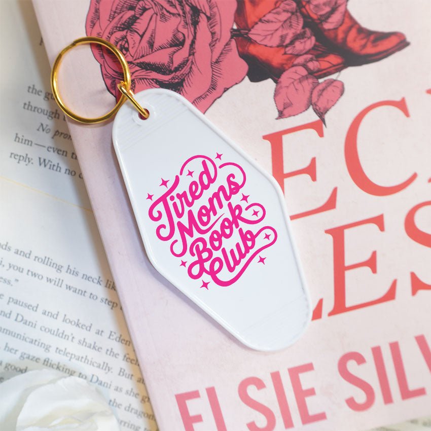 Tired Moms Book Club Retro Motel Keychain - Starry Skies Austin