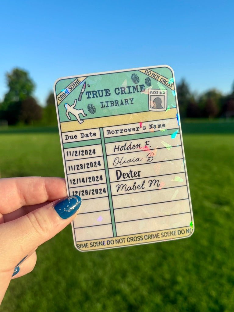 True Crime Library Borrow Card Bookmark - Starry Skies Austin