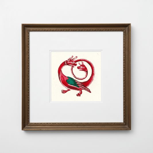 Twin Serpent Dragon Fine Art Print Medieval Style - Starry Skies Austin