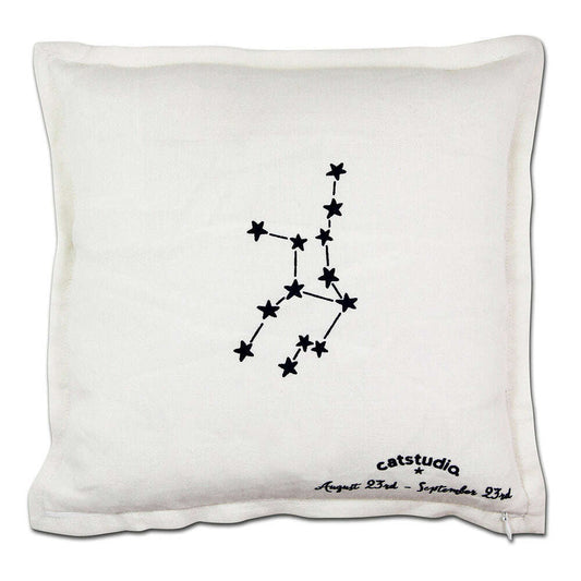 Virgo Astrology Hand-Embroidered Pillow by Cat Studio - Starry Skies Austin