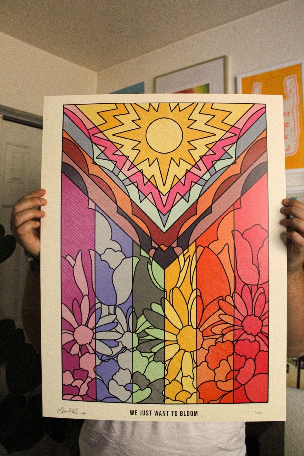 We Just Want To Bloom Pride Flag Print - Starry Skies Austin
