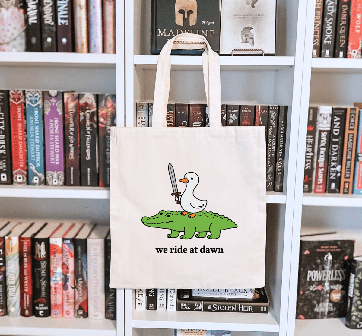We Ride at Dawn Sublimated Canvas Tote Bag - Starry Skies Austin