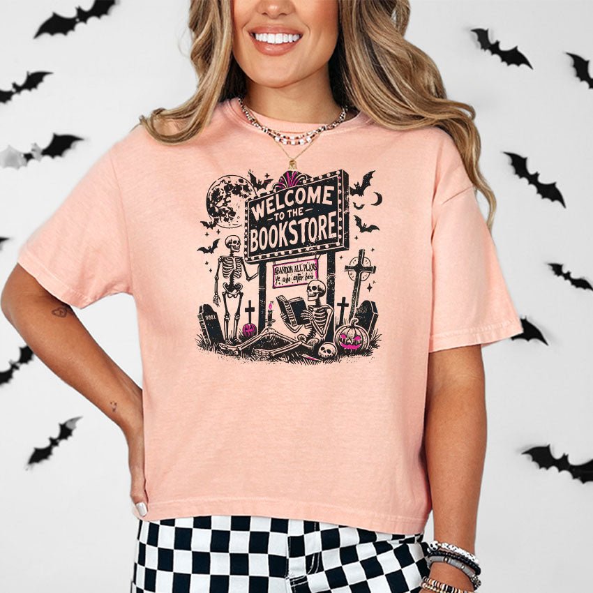 Welcome to the Bookstore Heavyweight Comfort Colors Boxy Cropped Tee - Starry Skies Austin