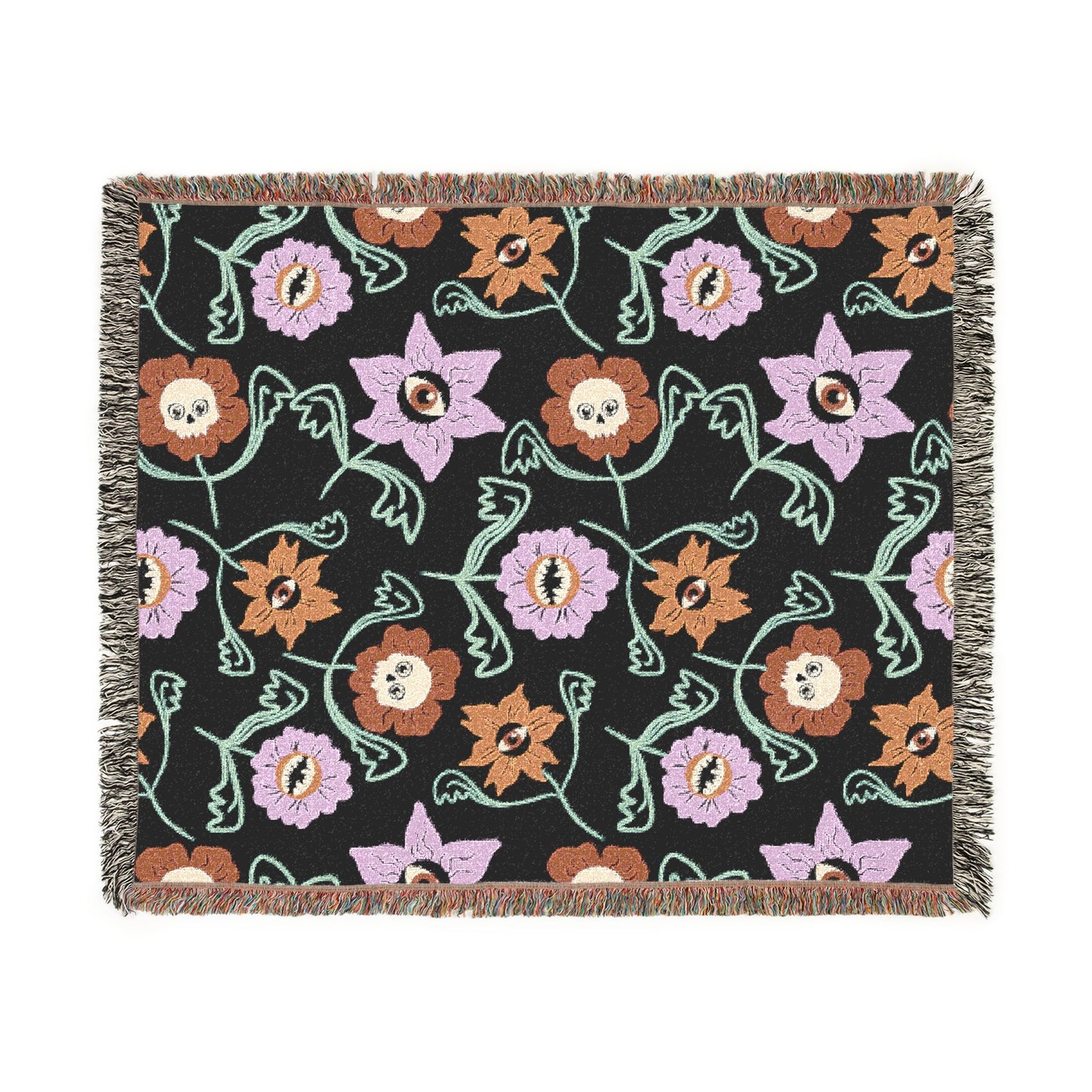 Gothic Floral Woven Blanket