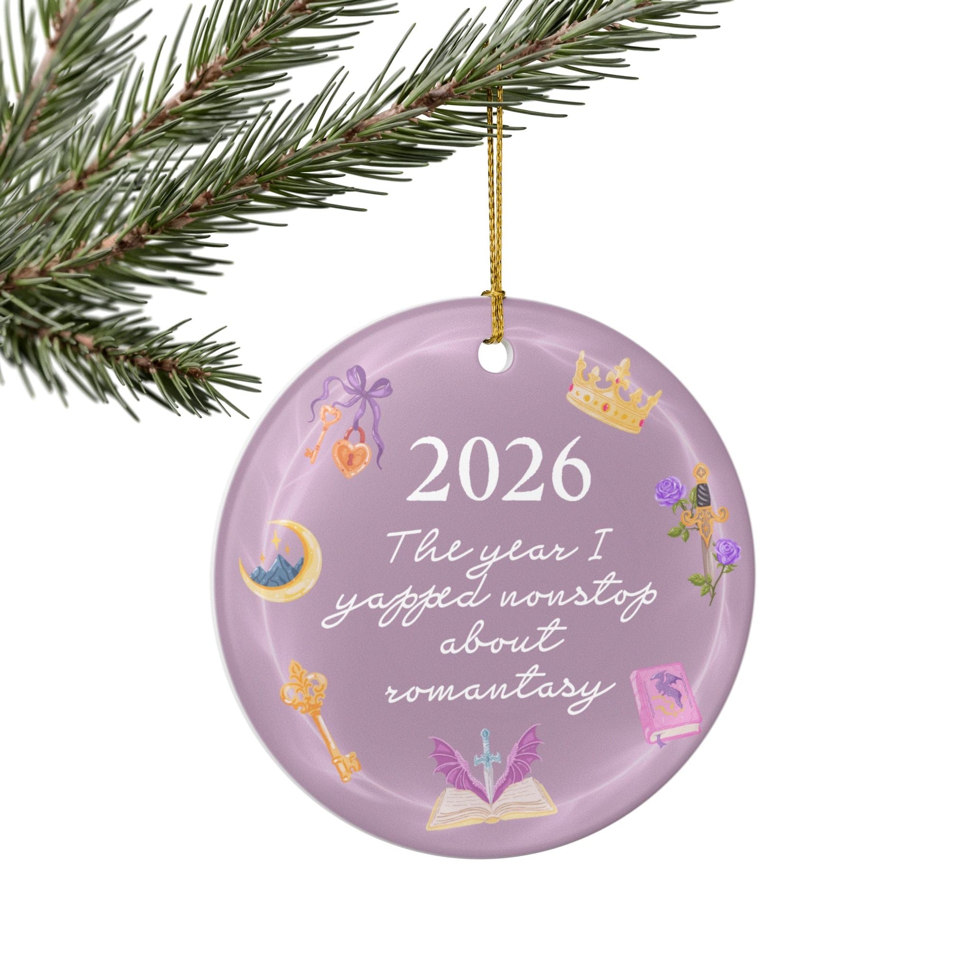 2026 'The year I yapped nonstop about romantasy' Ceramic Ornament - Starry Skies Austin