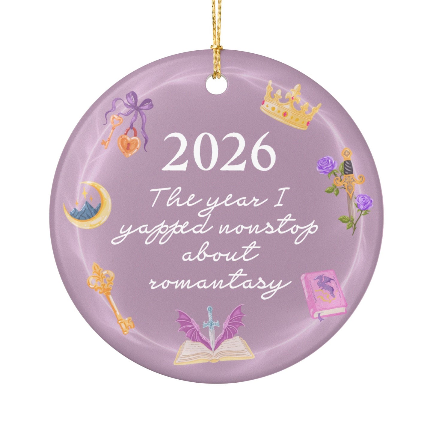 2026 'The year I yapped nonstop about romantasy' Ceramic Ornament - Starry Skies Austin