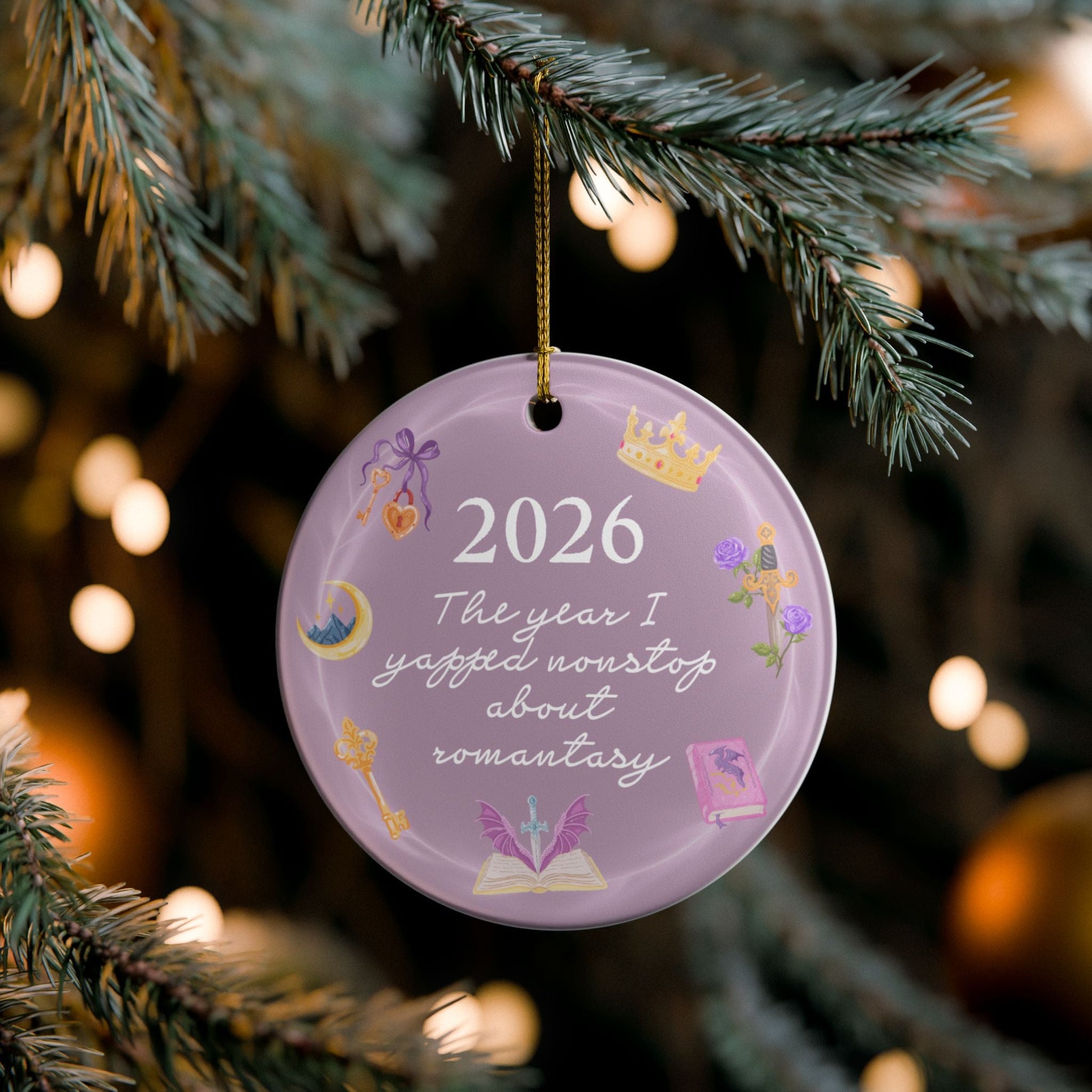 2026 'The year I yapped nonstop about romantasy' Ceramic Ornament - Starry Skies Austin