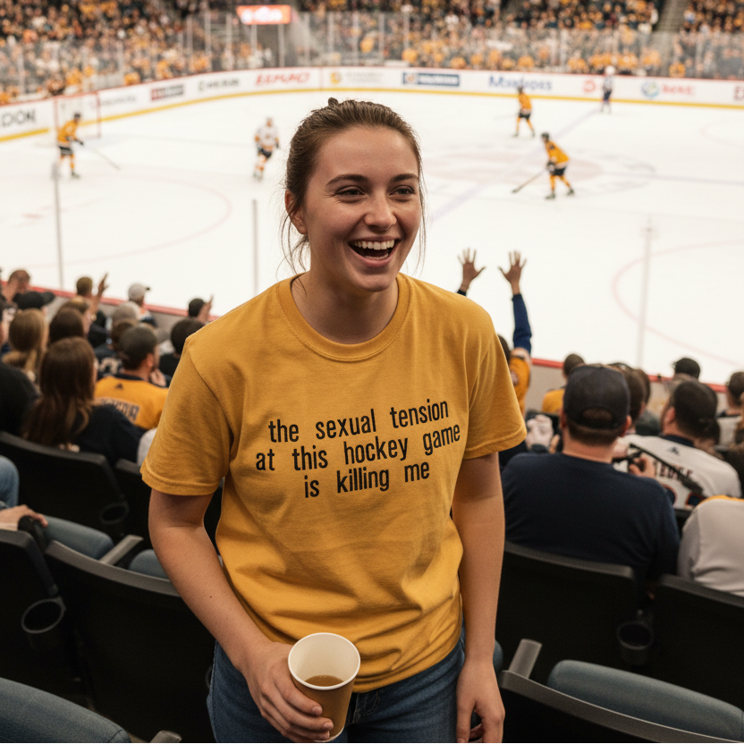 The Sexual Tension At This Hockey Game Is Killing Me Embroidered Shirt | Bookish | Hockey Romance