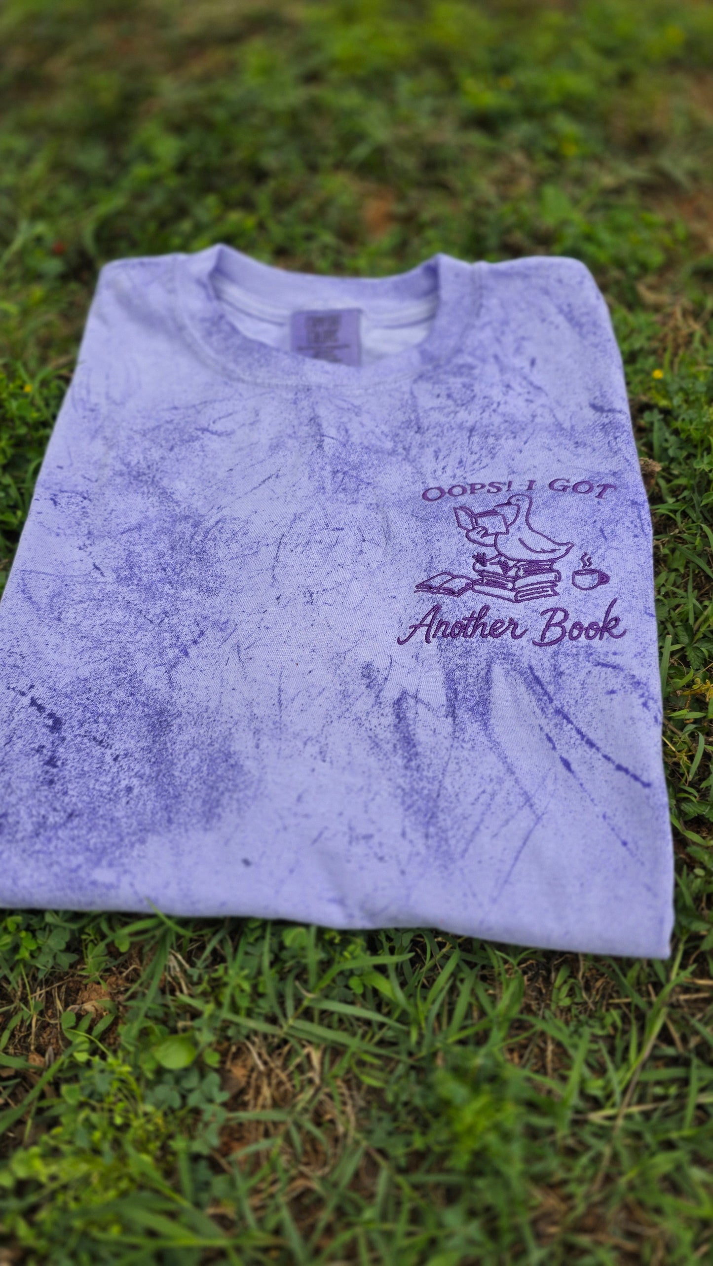 Oops! I Got Another Book Embroidered Shirt | Comfort Colors Colorblast 1745 Tee