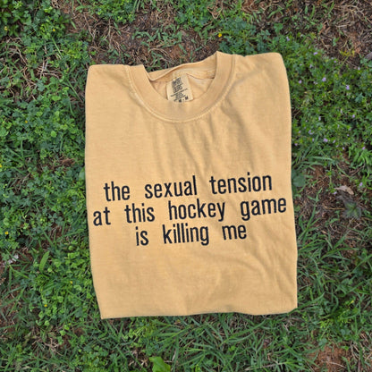 The Sexual Tension At This Hockey Game Is Killing Me Embroidered Shirt | Bookish | Hockey Romance