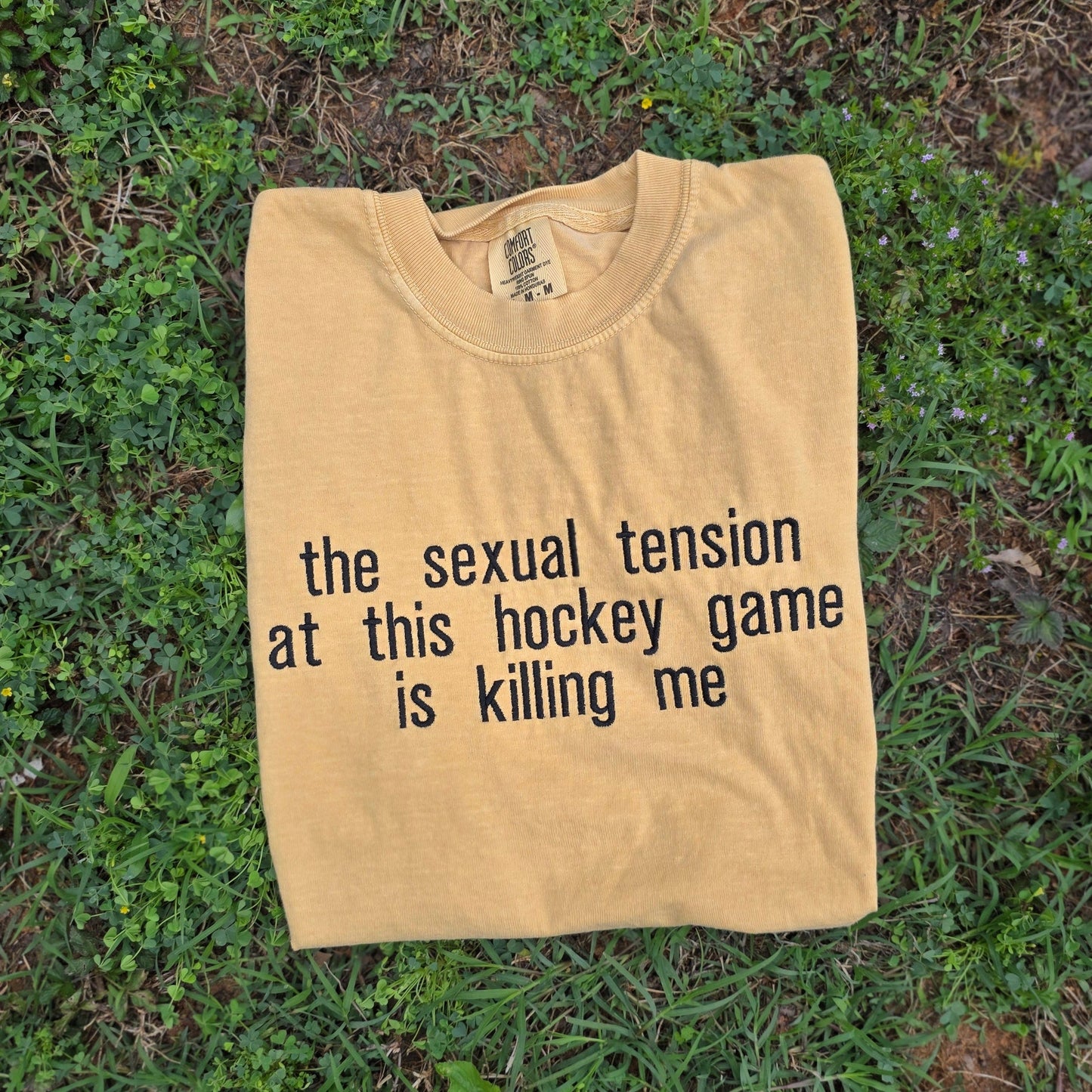 The Sexual Tension At This Hockey Game Is Killing Me Embroidered Shirt | Bookish | Hockey Romance