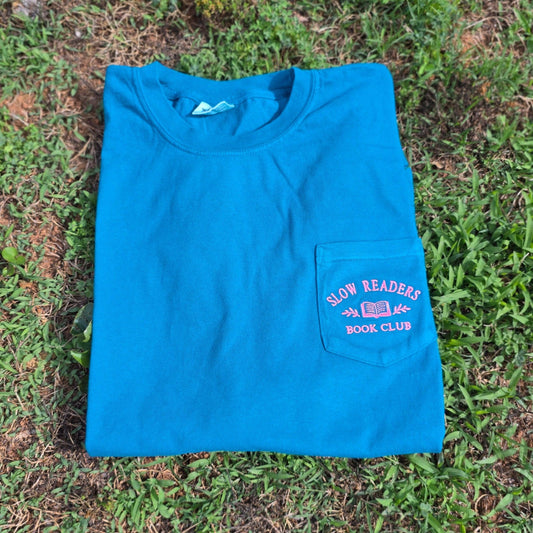 Slow Readers Club Embroidered Pocket Tee