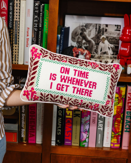 On Time Needlepoint Pillow