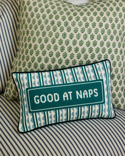 Good at Naps Needlepoint Pillow